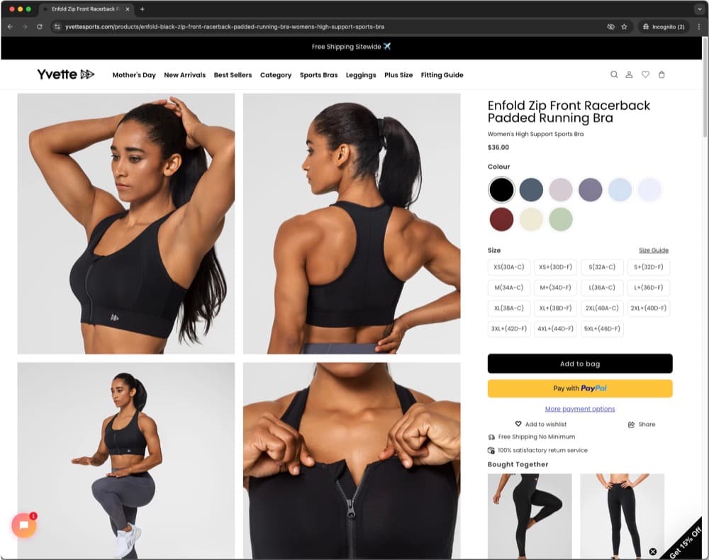 Yvette Sports - Shopify Custom Features